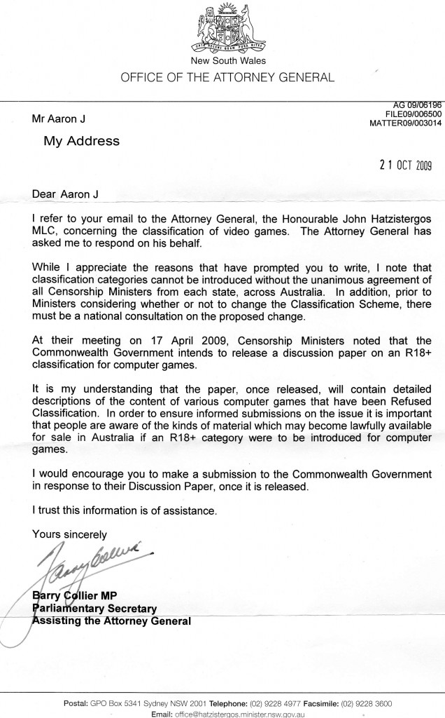 John Hatzistergos Letter